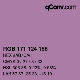 Color code: RGB 171 124 166 | qconv.com