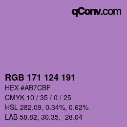 Color code: RGB 171 124 191 | qconv.com