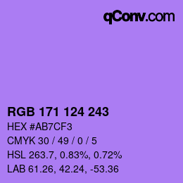 Color code: RGB 171 124 243 | qconv.com