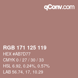 颜色代码: RGB 171 125 119 | qconv.com