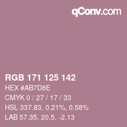 Color code: RGB 171 125 142 | qconv.com