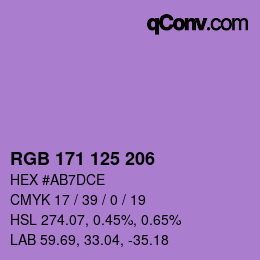 カラーコード: RGB 171 125 206 | qconv.com