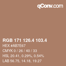 カラーコード: RGB 171 126.4 103.4 | qconv.com