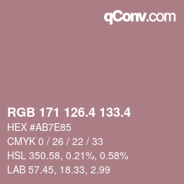 カラーコード: RGB 171 126.4 133.4 | qconv.com