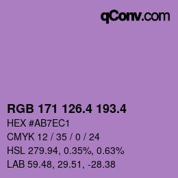 カラーコード: RGB 171 126.4 193.4 | qconv.com