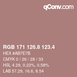 カラーコード: RGB 171 126.8 123.4 | qconv.com