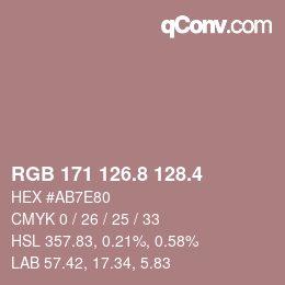カラーコード: RGB 171 126.8 128.4 | qconv.com