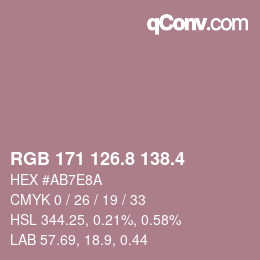 カラーコード: RGB 171 126.8 138.4 | qconv.com