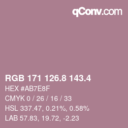 カラーコード: RGB 171 126.8 143.4 | qconv.com