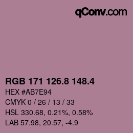 カラーコード: RGB 171 126.8 148.4 | qconv.com