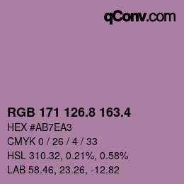 カラーコード: RGB 171 126.8 163.4 | qconv.com