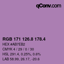 カラーコード: RGB 171 126.8 178.4 | qconv.com