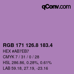 カラーコード: RGB 171 126.8 183.4 | qconv.com