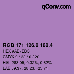 カラーコード: RGB 171 126.8 188.4 | qconv.com
