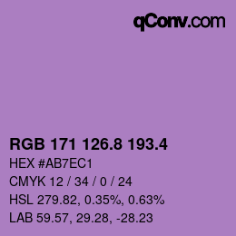 カラーコード: RGB 171 126.8 193.4 | qconv.com