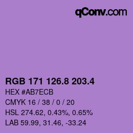 カラーコード: RGB 171 126.8 203.4 | qconv.com