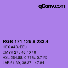 カラーコード: RGB 171 126.8 233.4 | qconv.com