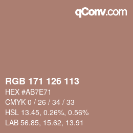 Color code: RGB 171 126 113 | qconv.com