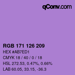 Código de color: RGB 171 126 209 | qconv.com