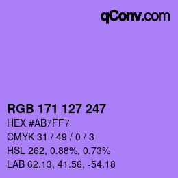 カラーコード: RGB 171 127 247 | qconv.com
