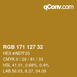 Color code: RGB 171 127 32 | qconv.com