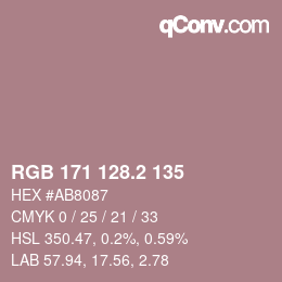 カラーコード: RGB 171 128.2 135 | qconv.com