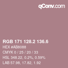 カラーコード: RGB 171 128.2 136.6 | qconv.com