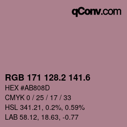カラーコード: RGB 171 128.2 141.6 | qconv.com