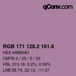 カラーコード: RGB 171 128.2 161.6 | qconv.com