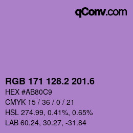 カラーコード: RGB 171 128.2 201.6 | qconv.com