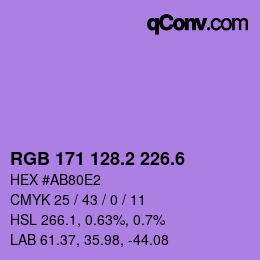 カラーコード: RGB 171 128.2 226.6 | qconv.com