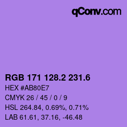 カラーコード: RGB 171 128.2 231.6 | qconv.com