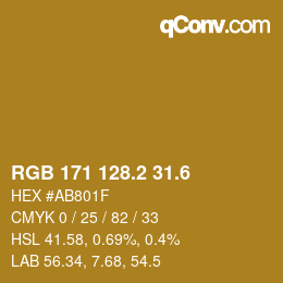 カラーコード: RGB 171 128.2 31.6 | qconv.com