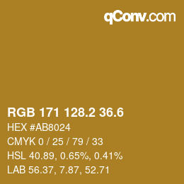 カラーコード: RGB 171 128.2 36.6 | qconv.com
