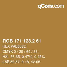 カラーコード: RGB 171 128.2 61 | qconv.com