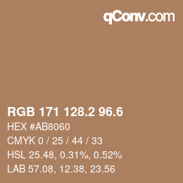 カラーコード: RGB 171 128.2 96.6 | qconv.com