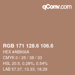 カラーコード: RGB 171 128.6 106.6 | qconv.com