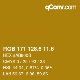 カラーコード: RGB 171 128.6 11.6 | qconv.com