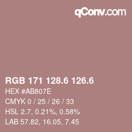 カラーコード: RGB 171 128.6 126.6 | qconv.com