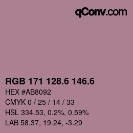 カラーコード: RGB 171 128.6 146.6 | qconv.com