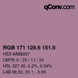 カラーコード: RGB 171 128.6 151.6 | qconv.com