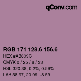 カラーコード: RGB 171 128.6 156.6 | qconv.com