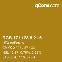 カラーコード: RGB 171 128.6 21.6 | qconv.com