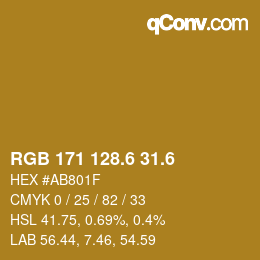 カラーコード: RGB 171 128.6 31.6 | qconv.com