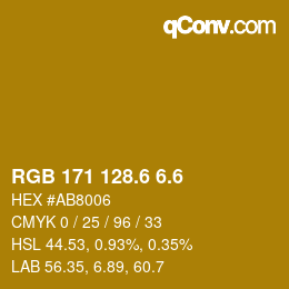 カラーコード: RGB 171 128.6 6.6 | qconv.com
