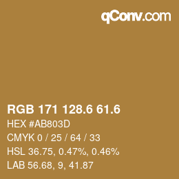 カラーコード: RGB 171 128.6 61.6 | qconv.com