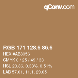 カラーコード: RGB 171 128.6 86.6 | qconv.com