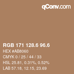 カラーコード: RGB 171 128.6 96.6 | qconv.com