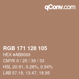 颜色代码: RGB 171 128 105 | qconv.com
