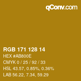 颜色代码: RGB 171 128 14 | qconv.com